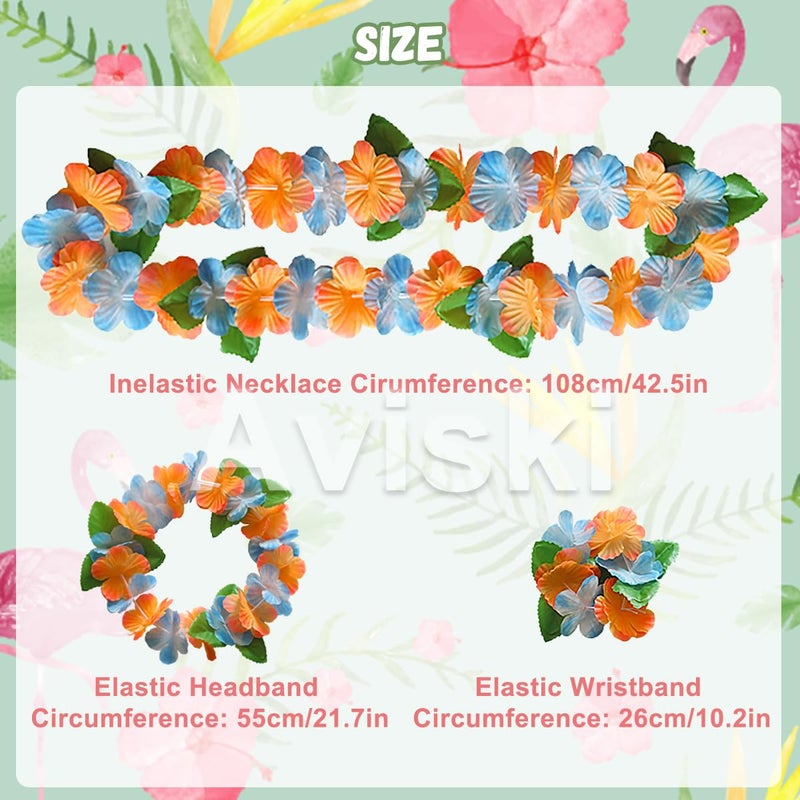 Aviski 32pcs Hawaiian Leis Party Decorations, Necklace Flowers Bracelets Headband, Tropical Hawaiian Party Night Bar Vacation - Image 3