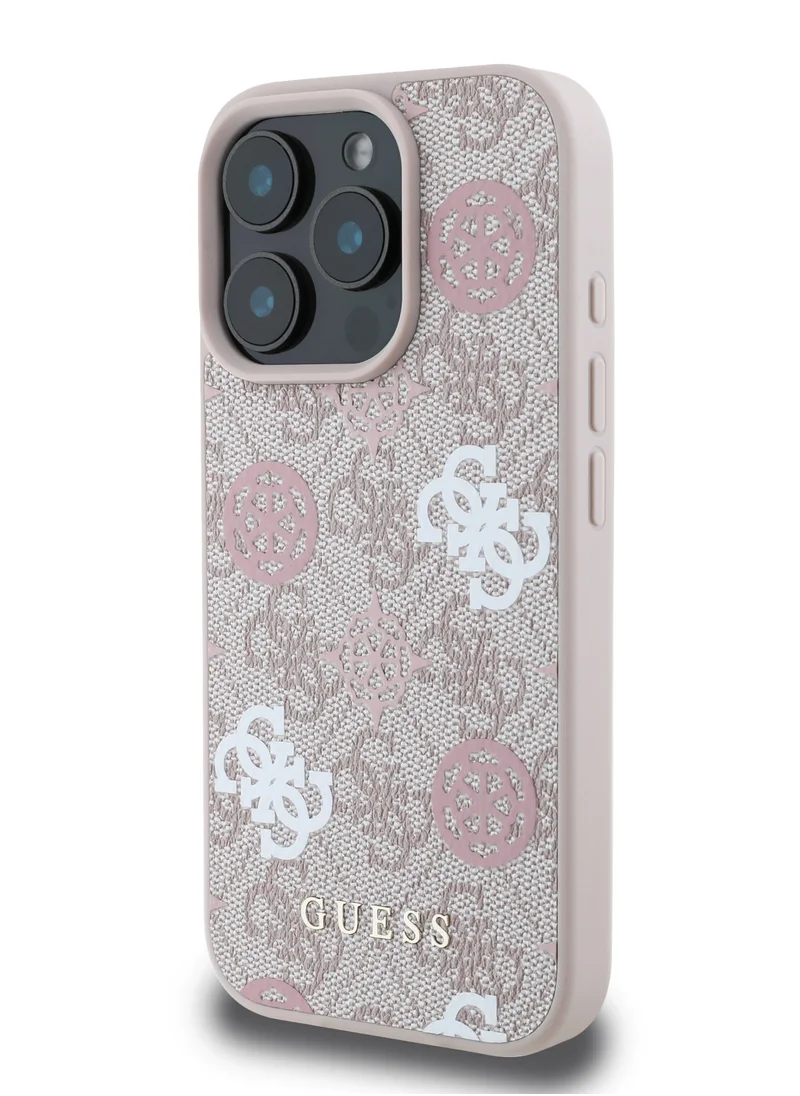 GUESS PU Hard Case With Peony 4G Design For iPhone 16 Pro Max / slim profile / Drop protection / Lightweight Back Cover - Pink