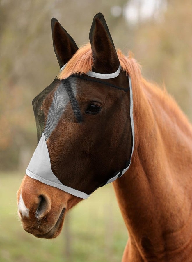 Hilltown Adjustable Fly Mask for Horse with Ears - UV-Block, Large Eye Space, Breathable, Built to Last, Comfort Fit - Horse Fly Mask for Daily Stable, Hot Weather Riding & Competition - Full, Grey - Image 1