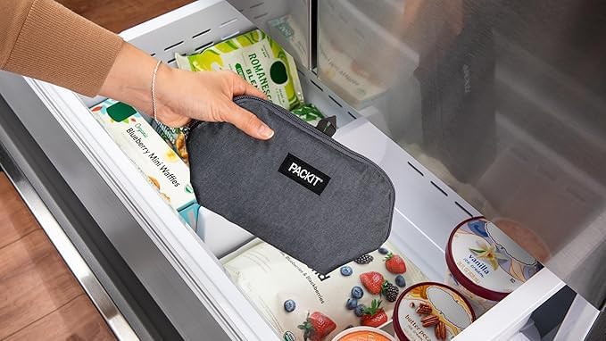Pac-Kit ® Freezable Snack Bag, Gray Fog, Built with ECOFREEZE® Technology, Foldable, Reusable, Zip Closure, Designed For Keeping Snakcs Fresh On the Go, and Adults of all Ages - Image 3