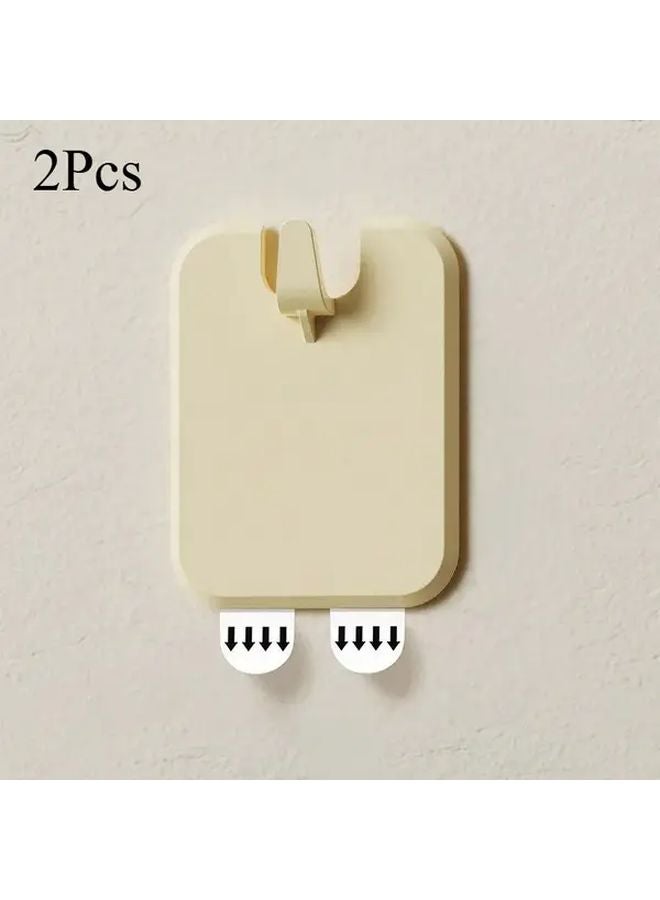 Yellow No Drill Wall Hooks 2pcs Adhesive Mounting Hangers Damage Free Home Storage - Image 1