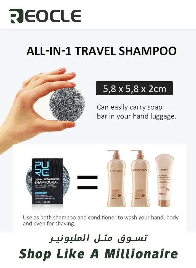 REOCLE Solid Shampoo Bar And Conditioner Effect Hair Soap 100% Organic Grey Coverage Bar Shampoo Bars For Hair With All Natural Plant Based Essential Oils for Damaged Hair Repair for Men & Women 60g - Image 3