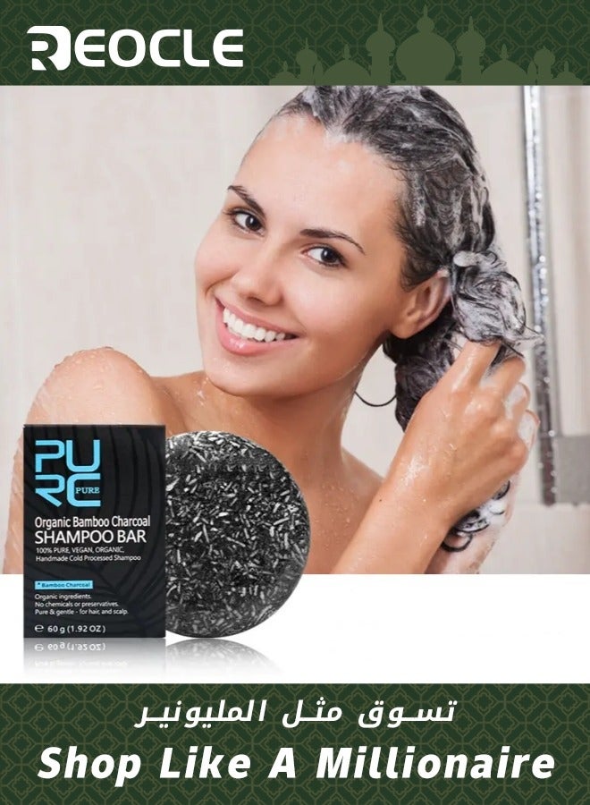 REOCLE Solid Shampoo Bar And Conditioner Effect Hair Soap 100% Organic Grey Coverage Bar Shampoo Bars For Hair With All Natural Plant Based Essential Oils for Damaged Hair Repair for Men & Women 60g - Image 1