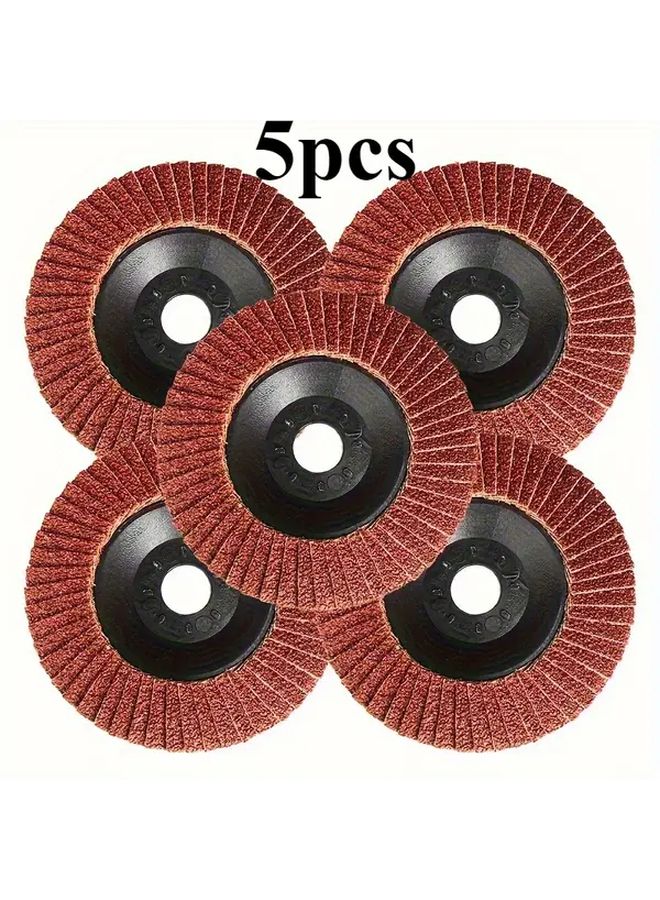 5 Pieces 4 Inch Grinding Discs 60 Fibers Medium Grit Aluminum Oxide for Metal Rust Removal Polishing Durable Carbon Steel Construction Compatible with Angle Grinders Grinder Accessories - Image 1