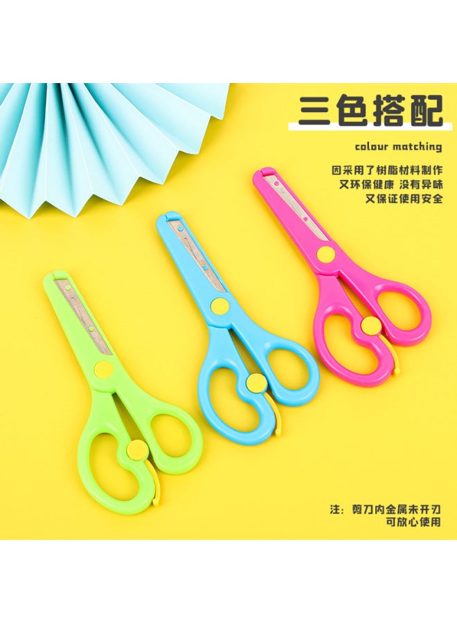 HELPS Children's Plastic Safety Stationery Scissors Student Color Hand-cut Paper Scissors Kindergarten Round Head Small Scissors - Image 3