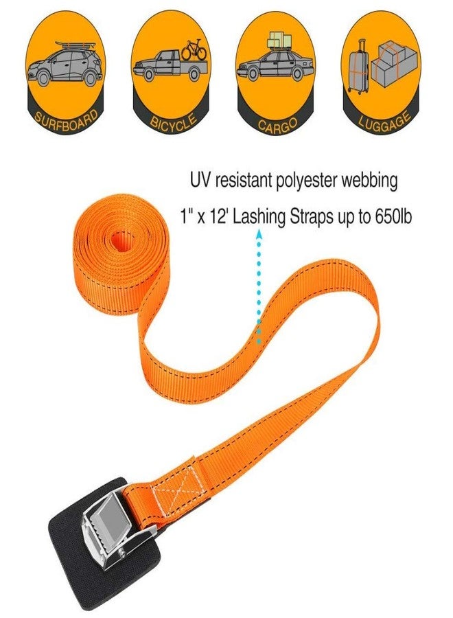 DIY Crafts Pack of 5 Pcs, Orange, Ratchet Tie Down Straps - 500 lbs Load Cap / 1500 lbs Break Strength â€” Heavy Duty Lashing Straps for Motorcycles, Lawn Equipm (Pack of 5 Pcs, Orange) - Image 5