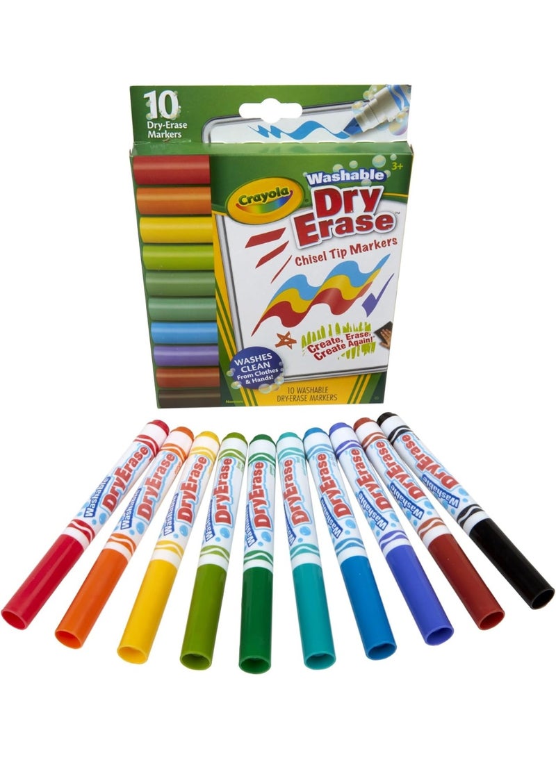 كرايولا أقلام سبورة بيضاء قابلة للغسل من Crayola، برأس إسفيني متين، ألوان متنوعة، عبوة من 10 أقلام - Image 1