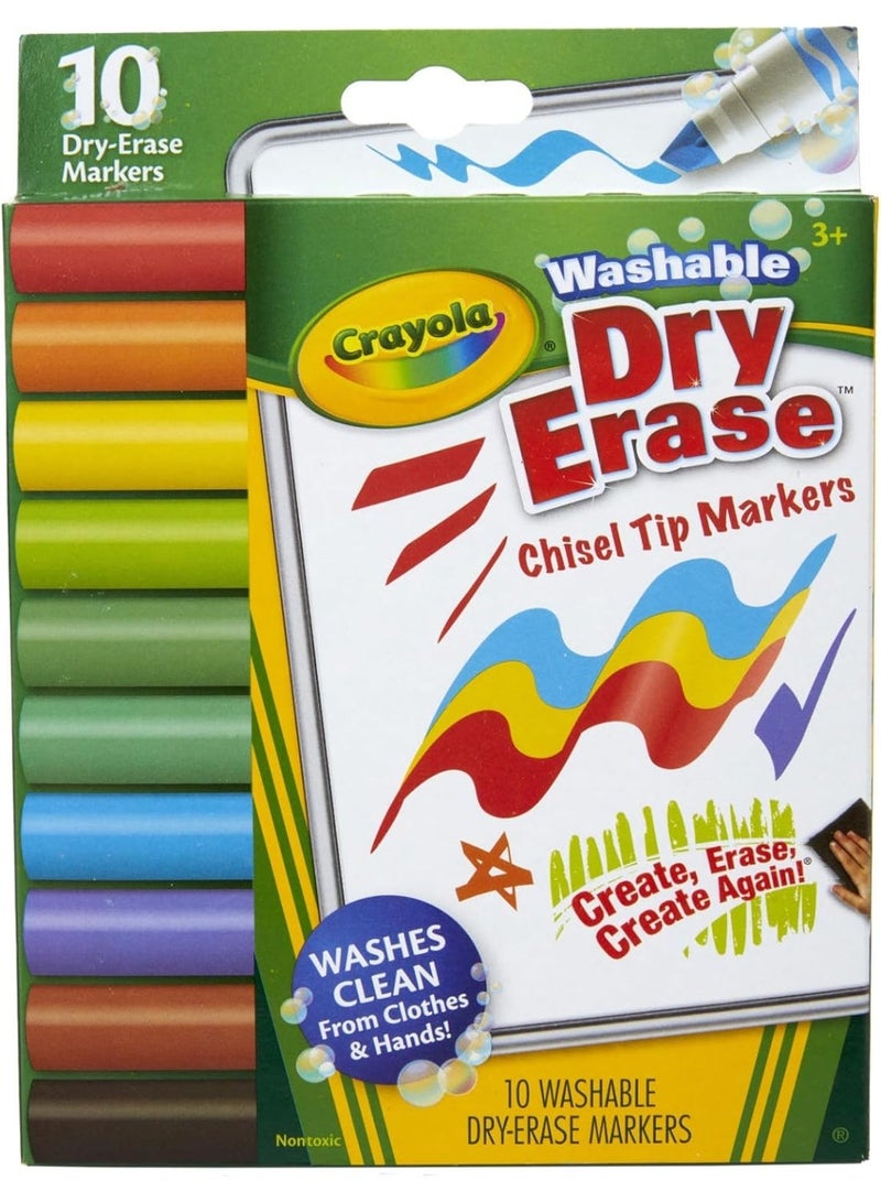 كرايولا أقلام سبورة بيضاء قابلة للغسل من Crayola، برأس إسفيني متين، ألوان متنوعة، عبوة من 10 أقلام - Image 2