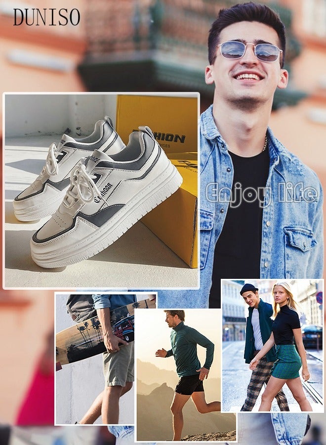 DUNISO Men's Sneakers Lace-Up Fashion Sneakers Comfortable Walking Shoe Sports Casual Walking Athletic Fitness Indoor and Outdoor Shoes - Image 3