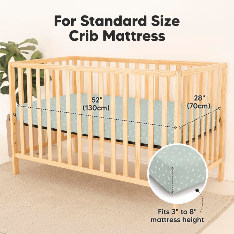 KeaBabies 2-Pack Waterproof Crib Sheets For Boys  Girls - Viscose Derived From Bamboo Crib Sheets Neutral  Crib Mattress Protector Sheet  Soft Toddler Bed Sheets  Fitted Baby Crib Sheets Girl  Boy (Prairie) - Image 2
