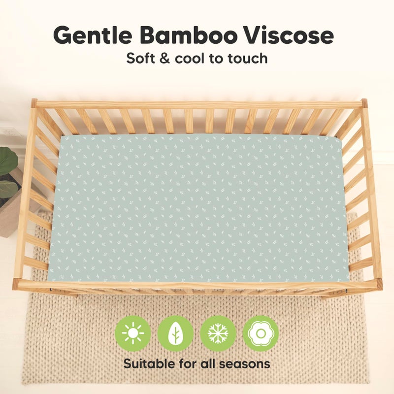KeaBabies 2-Pack Waterproof Crib Sheets For Boys  Girls - Viscose Derived From Bamboo Crib Sheets Neutral  Crib Mattress Protector Sheet  Soft Toddler Bed Sheets  Fitted Baby Crib Sheets Girl  Boy (Prairie) - Image 4