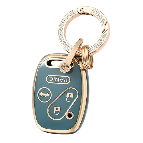 OFFCURVE غطاء مفتاح OFFCURVE مع سلسلة مفاتيح لهوندا، حافظة مفتاح سيارة واقية بالكامل لهوندا أكورد أكورد كروس تور CR-V سيفيك إليمنت بايلوت مفتاح فوب دخول بدون مفتاح ملحقات السيارة، أزرق - Image 1