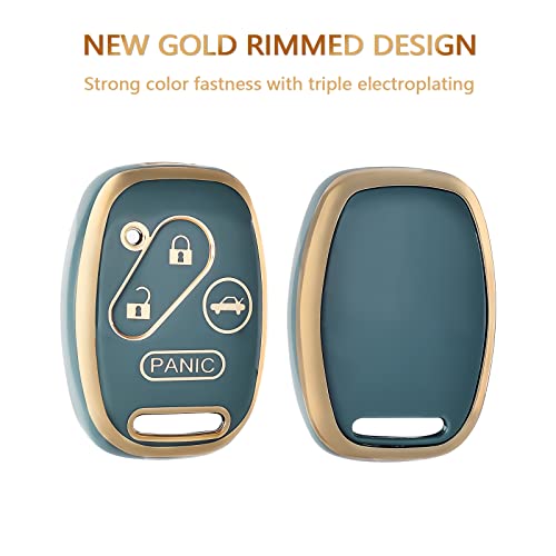 OFFCURVE غطاء مفتاح OFFCURVE مع سلسلة مفاتيح لهوندا، حافظة مفتاح سيارة واقية بالكامل لهوندا أكورد أكورد كروس تور CR-V سيفيك إليمنت بايلوت مفتاح فوب دخول بدون مفتاح ملحقات السيارة، أزرق - Image 3