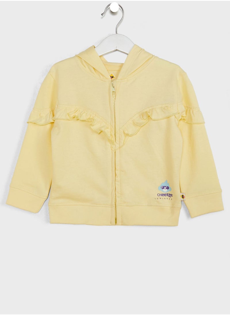 Cheekee Munkee - Kids Ruffle Zip Through Hoodie - Image 1