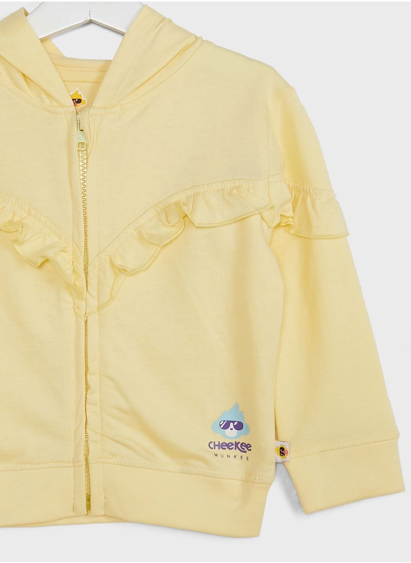 Cheekee Munkee - Kids Ruffle Zip Through Hoodie - Image 1