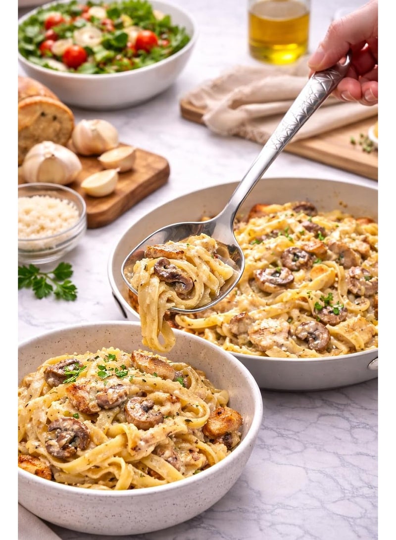 أداة مطبخ من الفولاذ المقاوم للصدأ، مقاومة للحرارة والصدأ، بمقبض مريح، آمنة للغسل في غسالة الأطباق للاستخدام اليومي (ملعقة تقديم فضية) - Image 3