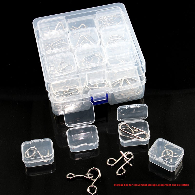 8-Piece Metal Brain Teaser Puzzle Set - Nine Linked Rings IQ Toy - Image 4