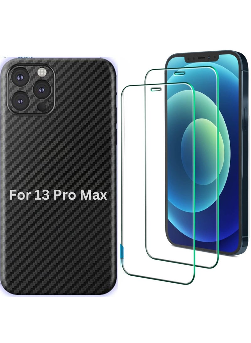 ساراونت غطاء حماية من ألياف الكربون من قطعة واحدة لهاتف iPhone 13 Pro Max وقطعتين من واقيات الشاشة 10H - Image 1