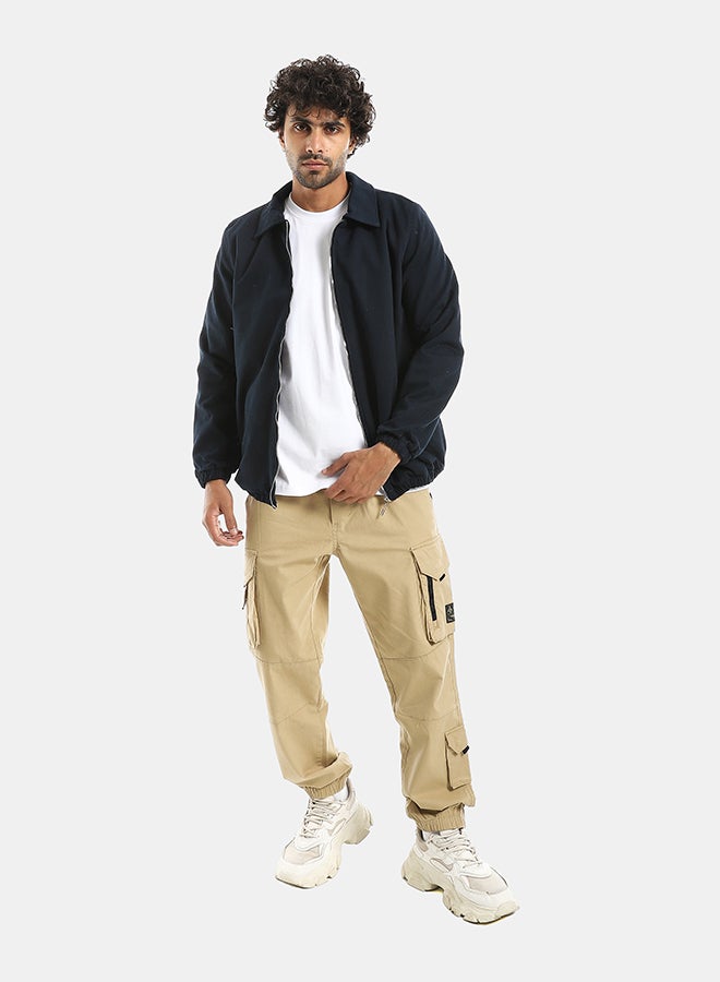 Andora جاكيت جاباردين بسحاب مع ياقة مطوية - كحلي - Image 5