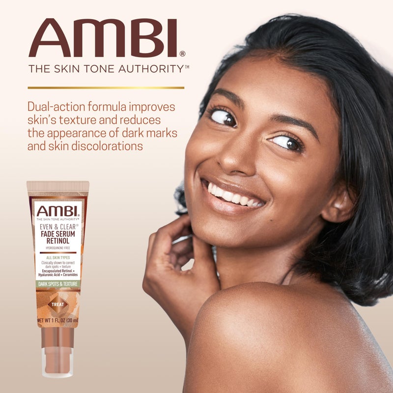 Ambi Even & Clear Fade Serum, Hyperpigmentation Treatment, Hydroquinone-free, Dark Spot Corrector, Results In As Little As 4 Weeks, Retinol, Hyaluronic Acid, Niacinamide, Ceramides, 1 Fl Oz - Image 2