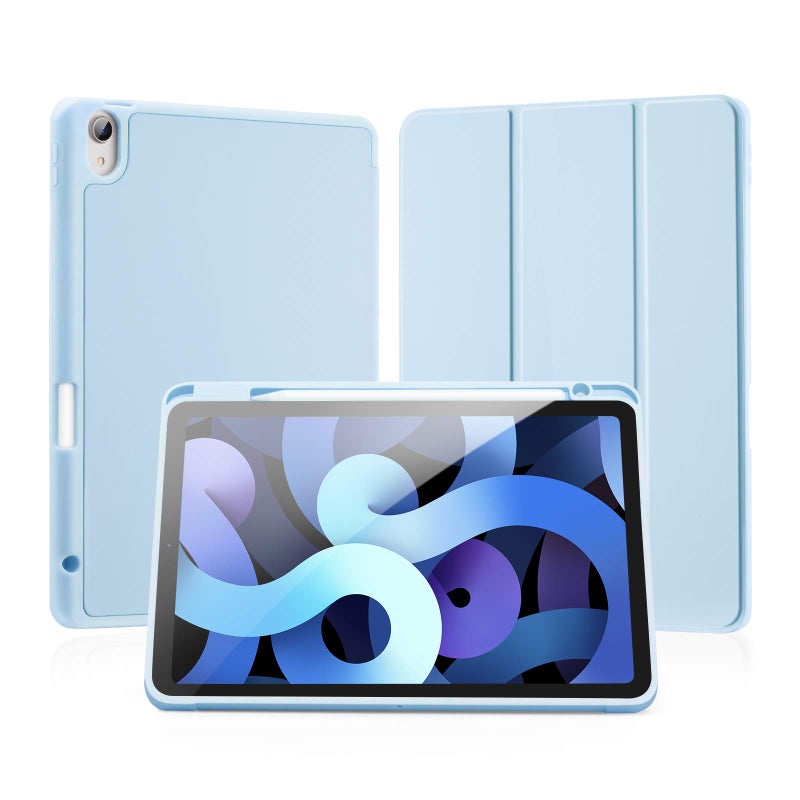 LovRug for iPad Air 11 Inch Case M2 2024 iPad Air 5th Generation Case 2022iPad Air Cases 4th Generation 2020 109 Inch with Pencil Holder Soft TPU Back Smart Protective Cover Light Blue