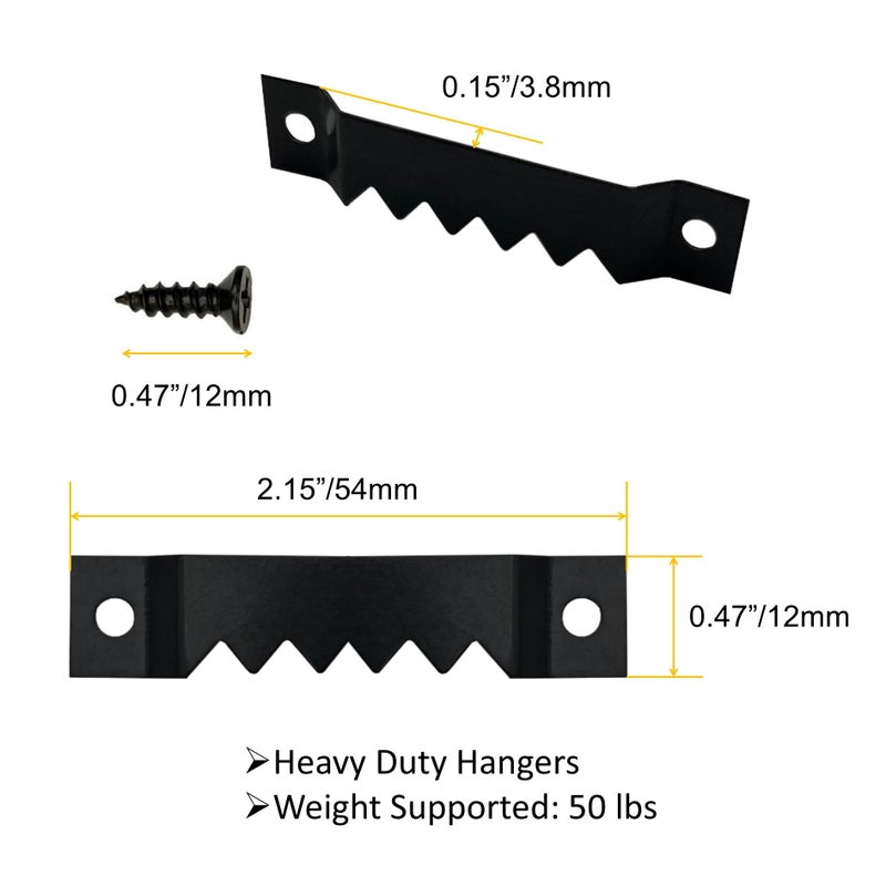 EesTeck 30 Pack Large Heavy Sawtooth Picture Hangers Steel Picture Hangers with Screws Picture Hang Solutions, for Hanging Clock Paintings Artwork Picture Frame Hook Photos (Blackï¼ŒSupports 50 lbs) - Image 2