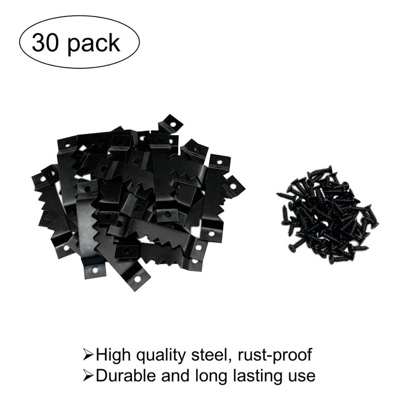 EesTeck 30 Pack Large Heavy Sawtooth Picture Hangers Steel Picture Hangers with Screws Picture Hang Solutions, for Hanging Clock Paintings Artwork Picture Frame Hook Photos (Blackï¼ŒSupports 50 lbs) - Image 3