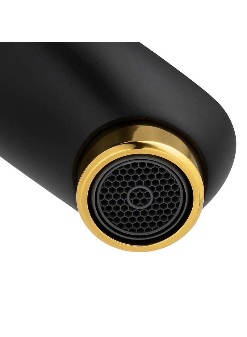 جي أس خلاط مغسلة اسود ذهبى مع نفايات ايطالى - Image 3