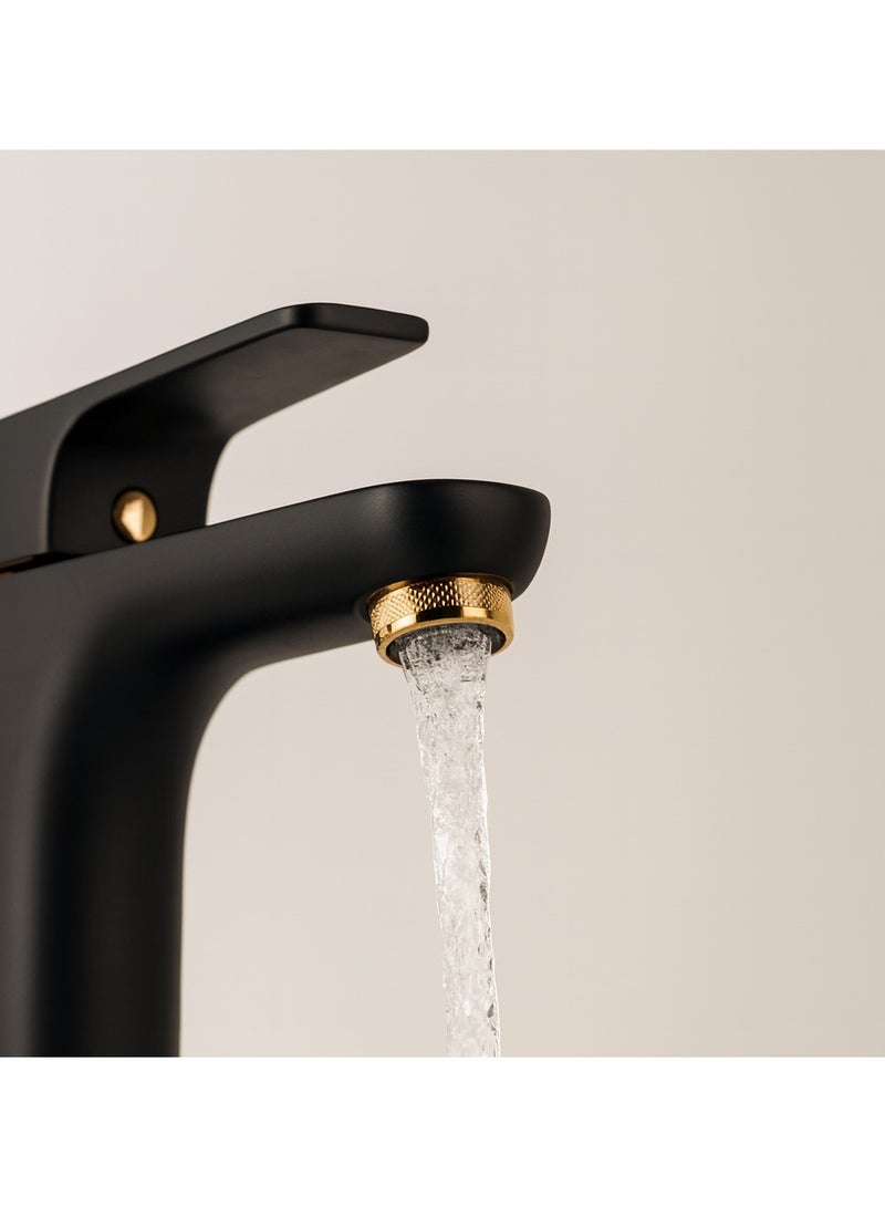 جي أس خلاط مغسلة اسود ذهبى مع نفايات ايطالى - Image 4