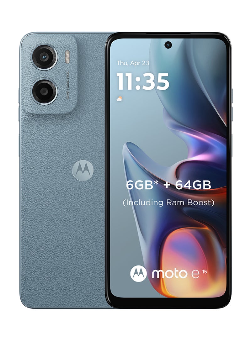 Motorola E15 4G Dual SIM Misty Blue 2GB RAM 64GB - Middle East Version - Image 1