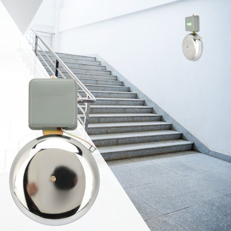 Electric School Bell: 220V Stainless Steel, Loud Pleasant Ringtone, Easy Porous Install - Durable Thickened Hammer, Factory Alarm Bell for Schools, Factories, Indoor Public Spaces - Image 1