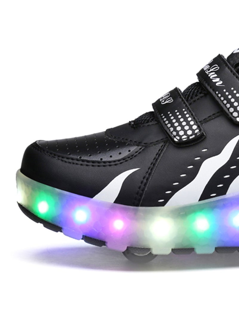 LED Flashing Wheeled Low Top Sneakers Black - Image 3