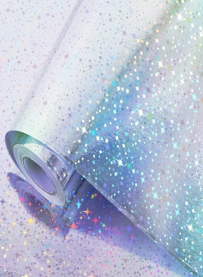 Aimyoo Silver Wrapping Paper Roll, 17Inch × 32.8Feet Metallic Holographic Galaxy Star Wrapping Paper for Birthday Christmas Wedding Baby Shower Father's Day - Image 1