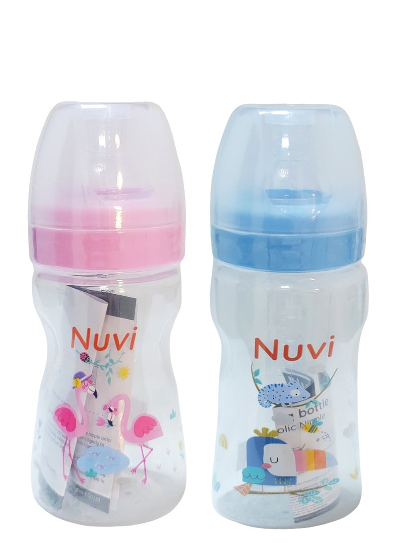 نوفي زجاجة رضاعة بلاستيكية واسعة العنق من نوفي، 150 مل، للأطفال من عمر 0 ​​أشهر فما فوق - ألوان متنوعة - Image 1