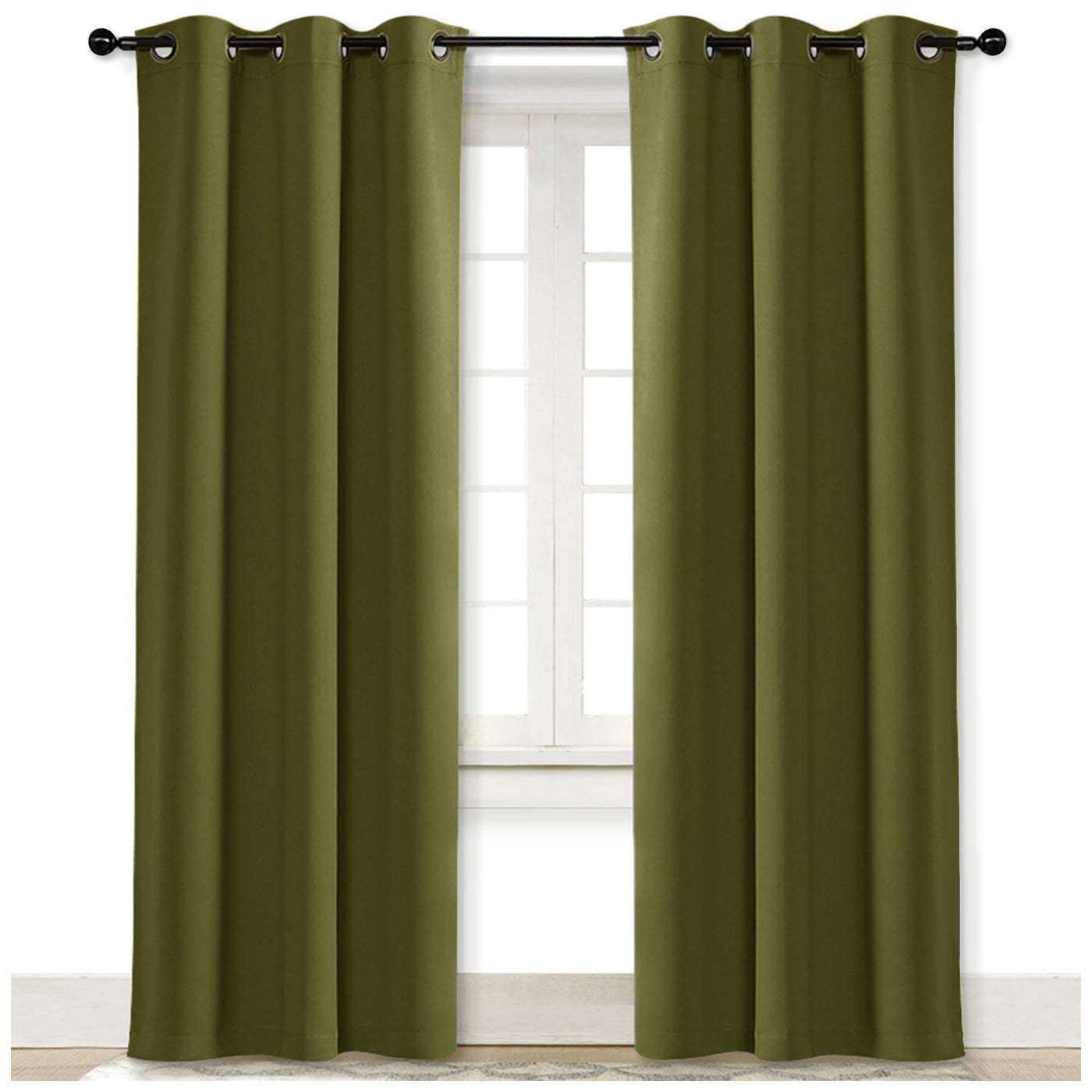 NICETOWN Blackout Room Darkening Window Curtain for Christmas Decoration, Thermal Insulated Solid Grommet Blackout Curtain/Drape for Living Room (Single Panel, 42 by 84 inches, Olive Green)