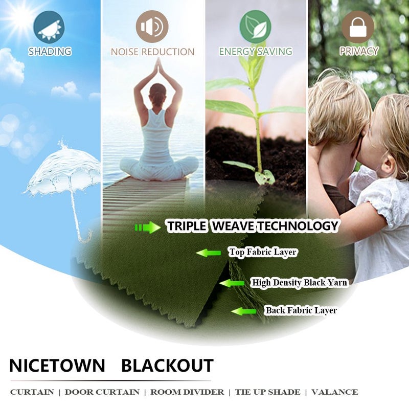 NICETOWN Blackout Room Darkening Window Curtain for Christmas Decoration, Thermal Insulated Solid Grommet Blackout Curtain/Drape for Living Room (Single Panel, 42 by 84 inches, Olive Green) - Image 5