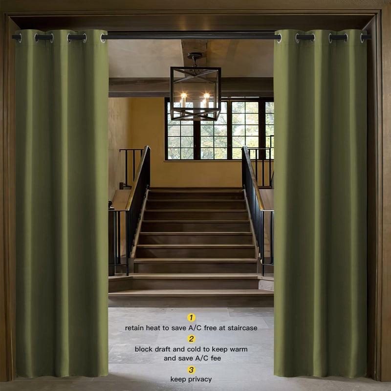 NICETOWN Blackout Room Darkening Window Curtain for Christmas Decoration, Thermal Insulated Solid Grommet Blackout Curtain/Drape for Living Room (Single Panel, 42 by 84 inches, Olive Green) - Image 2