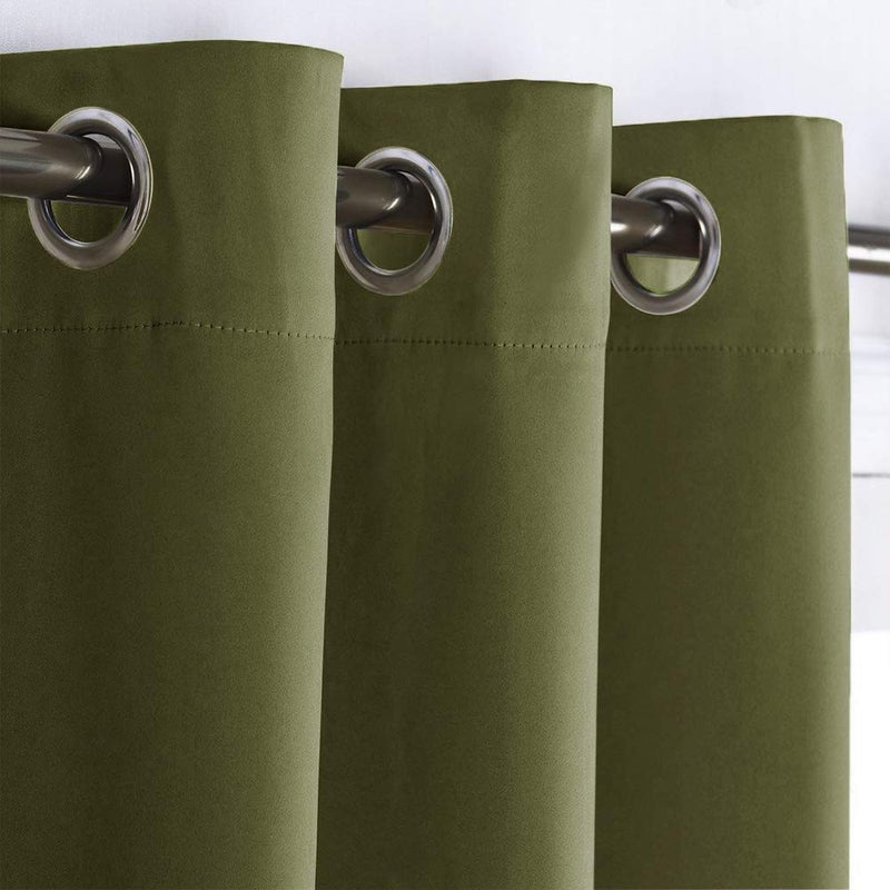 NICETOWN Blackout Room Darkening Window Curtain for Christmas Decoration, Thermal Insulated Solid Grommet Blackout Curtain/Drape for Living Room (Single Panel, 42 by 84 inches, Olive Green) - Image 3