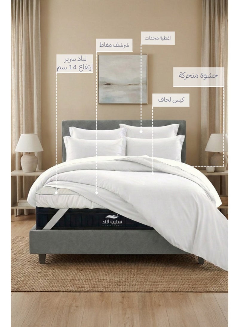 SleepLand Hotel Microfiber Mattress Topper Package 200×160 cm 14 cm Height with White Hotel Bedding Set 200×200 cm - Image 1