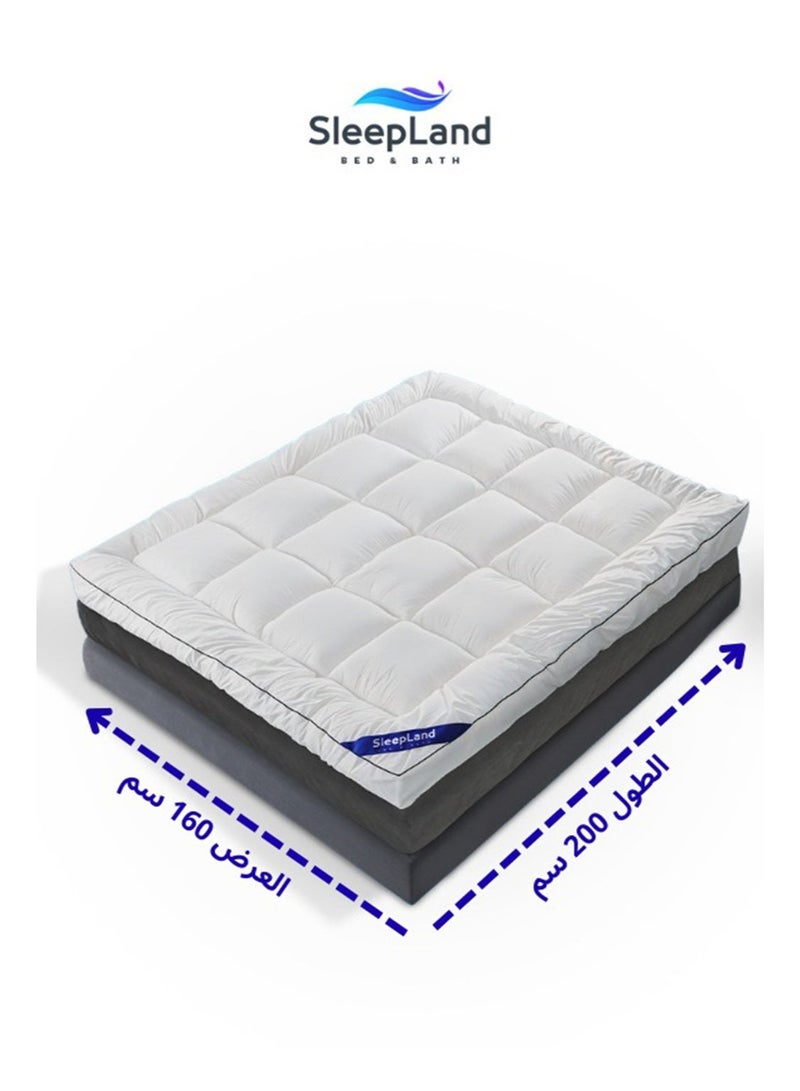 SleepLand Hotel Microfiber Mattress Topper Package 200×160 cm 14 cm Height with White Hotel Bedding Set 200×200 cm - Image 2