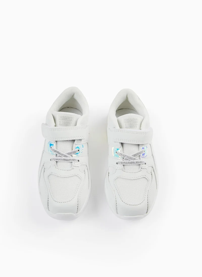 زيبي Dual Fabric Trainers for Girls 'ZY Superlight Runner', White/Iridescent