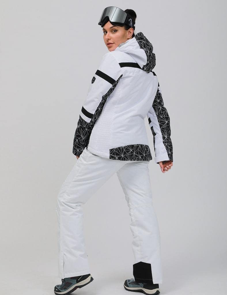 GS SNOWING Women's Ski Jackets and Pants Set Windproof Waterproof Insulated Snowsuit Winter Warm Snowboarding Snow Coat #002Black+White L - Image 5