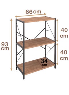 AGD Side table, coffee table, coffee corner, with three wooden surfaces for storage and organization, brown/black  - Image 3