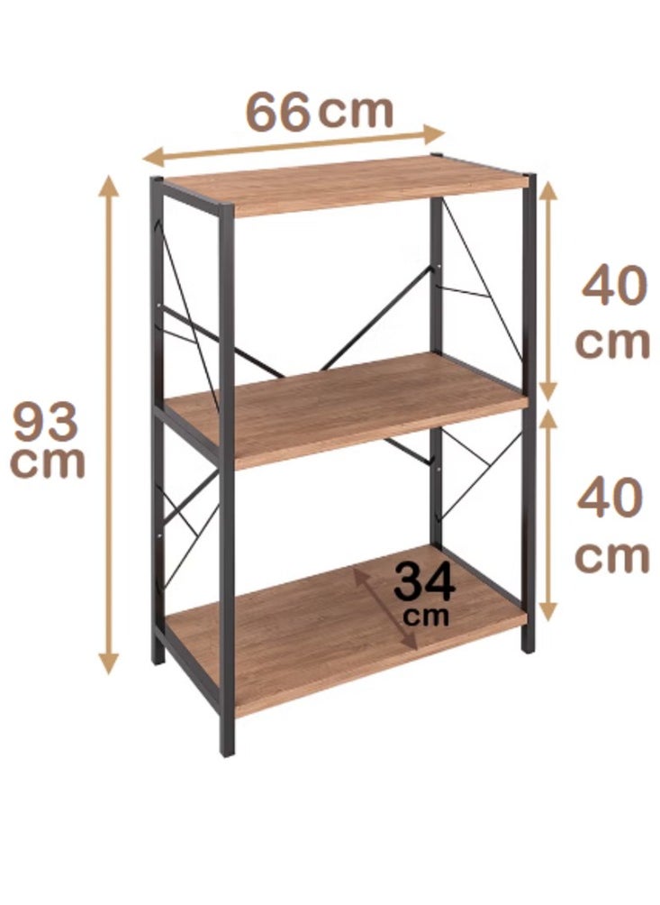 AGD Side table, coffee table, coffee corner, with three wooden surfaces for storage and organization, brown/black  - Image 3