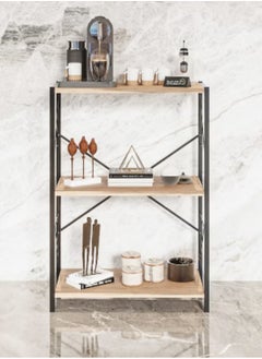 AGD Side table, coffee table, coffee corner, with three wooden surfaces for storage and organization, brown/black  - Image 4