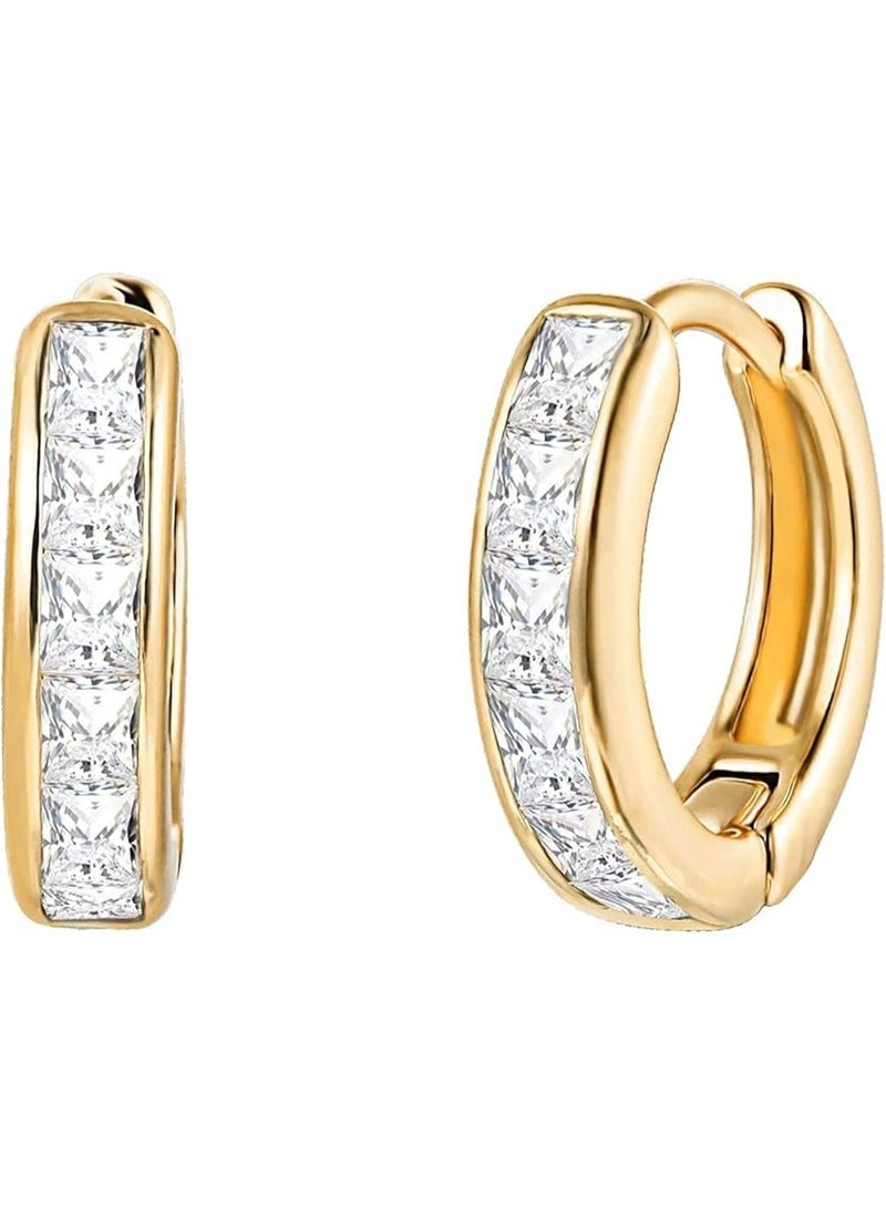 A set of gold earrings in various shapes, made of rust-resistant and hypoallergenic stainless steel, for women - Image 3