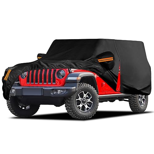 Migaven Waterproof Car Cover for Jeep Wrangler 4 Door 2006-2025 JK JL Outdoor Waterproof Sun Rain Snow Hail Protection with Driver Door Zipper - Image 1