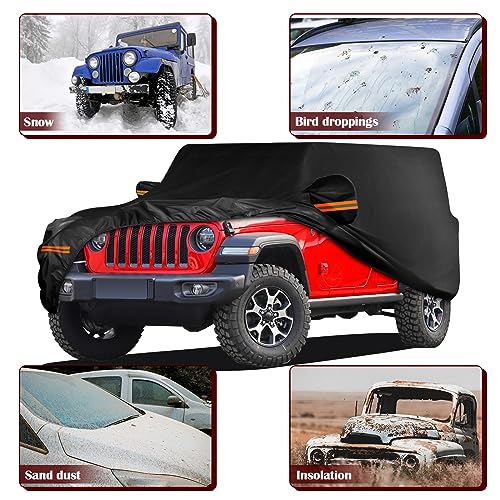 Migaven Waterproof Car Cover for Jeep Wrangler 4 Door 2006-2025 JK JL Outdoor Waterproof Sun Rain Snow Hail Protection with Driver Door Zipper - Image 5