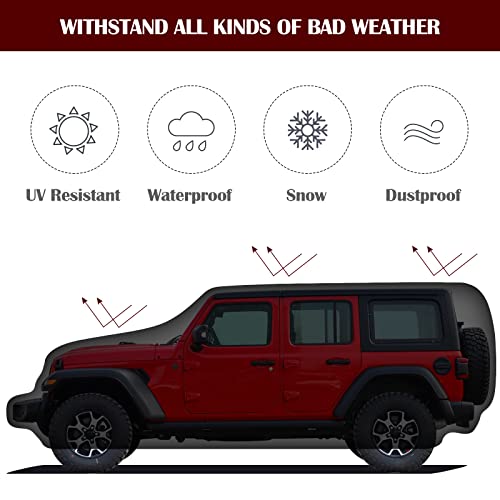 Migaven Waterproof Car Cover for Jeep Wrangler 4 Door 2006-2025 JK JL Outdoor Waterproof Sun Rain Snow Hail Protection with Driver Door Zipper - Image 3