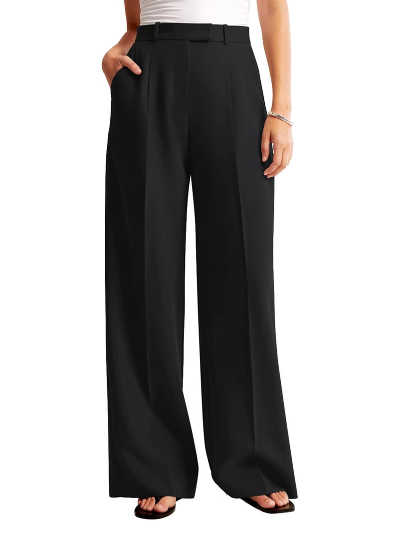 NIMIN Women Wide Leg Pants High Waisted Dressy Work Office Trousers Business Casual Palazzo Pants 2026 Fashion Outfits with Pockets Black - Image 2
